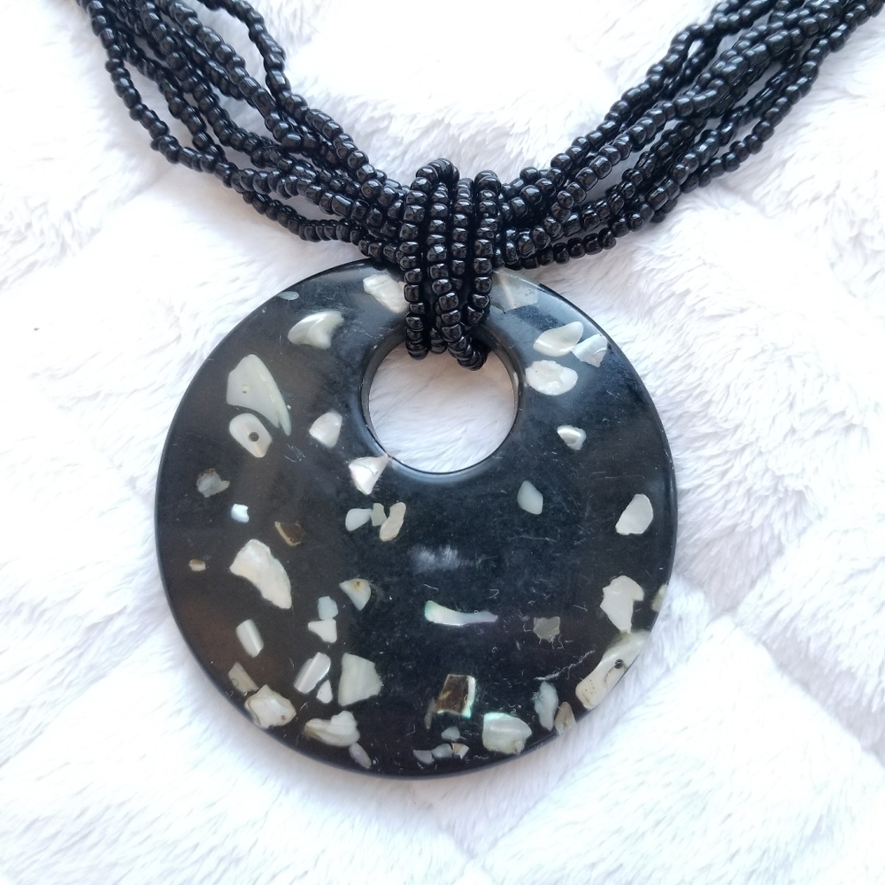 Hand Crafted Abalone Shell Statement Necklace - image 2